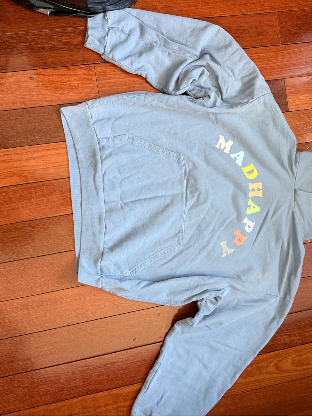 Madhappy Light Blue Pullover Hoodie with Rainbow Back Logo